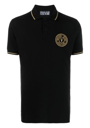 Versace Jeans Couture logo-embroidered cotton polo shirt - Black