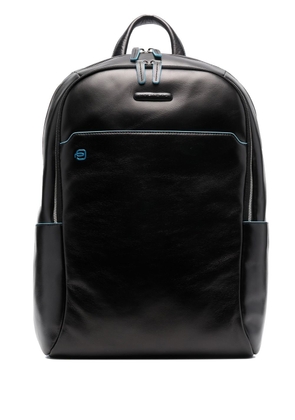PIQUADRO leather logo-patch backpack - Black