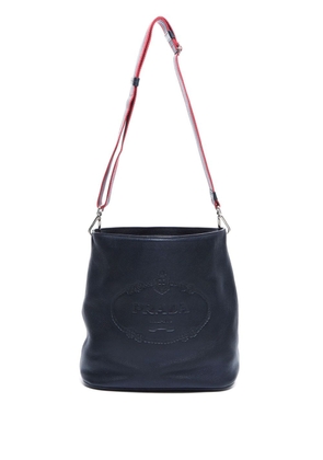 Prada Pre-Owned logo-embossed leather shoulder bag - Black