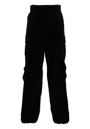 Prada triangle-enamel corduroy tapered trousers - Black