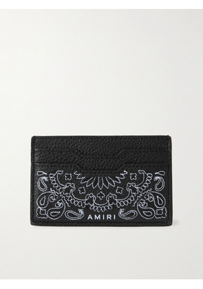AMIRI - Embroidered Full-Grain Leather Cardholder - Men - Black