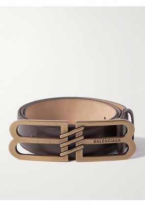 Balenciaga - 4cm Logo-Embellished Leather Belt - Men - Brown - EU 90