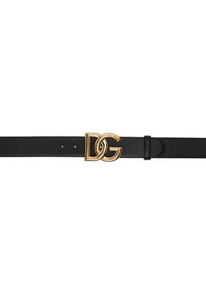 Dolce & Gabbana Black Calfskin 'DG' Logo Belt