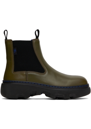 Burberry Green Leather Creeper Chelsea Boots