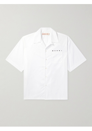 Marni - Camp-Collar Logo-Print Cotton-Poplin Shirt - Men - White - IT 44