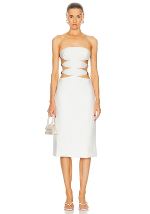ADRIANA DEGREAS Vintage Orchid Solid Strapless Cutout Midi Dress in Off White - White. Size L (also in M, S).