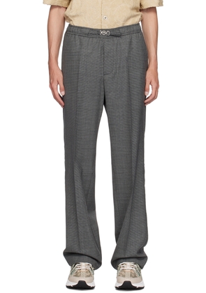 Versace Black & Gray Houndstooth Wool Trousers
