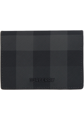 Burberry Black Check & Leather Folding Card Holder