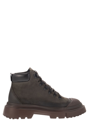 Hogan Greased Nubuck Leather Ankle Boot