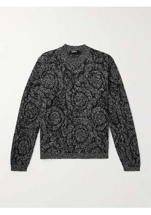 Versace - Jacquard-Knit Cotton-Blend Sweater - Men - Black - IT 46