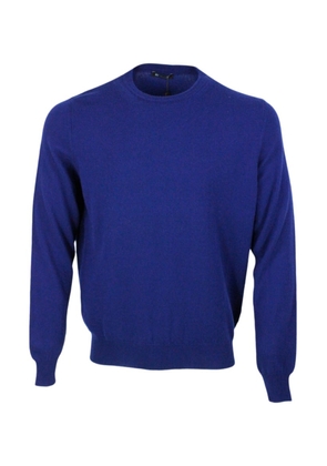 Colombo Long-sleeved Crewneck Sweater In Fine 2-ply 100% Kid Cashmere With Special Processing On The Edge Of The Neck