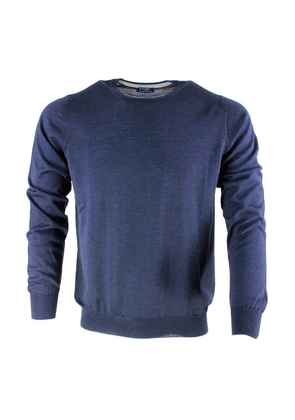 Barba Napoli Light Long-sleeved Crewneck Sweater In Wool And Silk