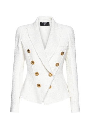 Balmain Double-breasted Tweed Blazer With Logo Buttons