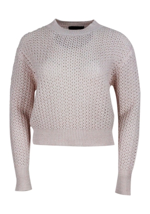 Fabiana Filippi Long-sleeved Crew-neck Sweater In Cotton And Linen With Loose-weave Workmanship With Microsequins