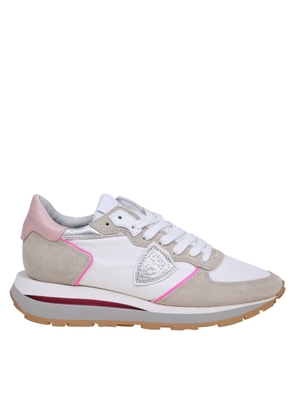 Philipp Plein Philippe Model Tropez Sneakers In Suede And Nylon Color White And Pink