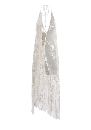 Rotate by Birger Christensen Sequin Embellished Fringed Midi Dress