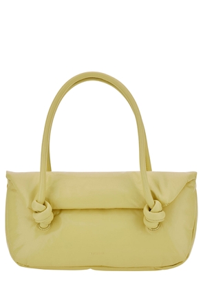 Jil Sander knot Small Yellow Shoulder Bag With Laminated Logo In Patent Leather Woman