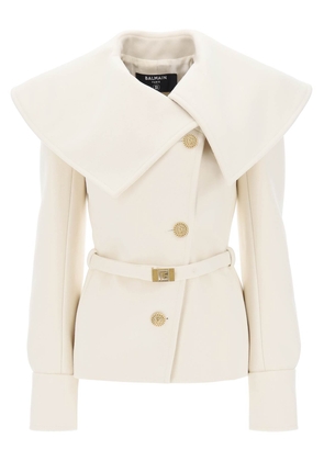 Balmain Belted Double-breasted Peacoat