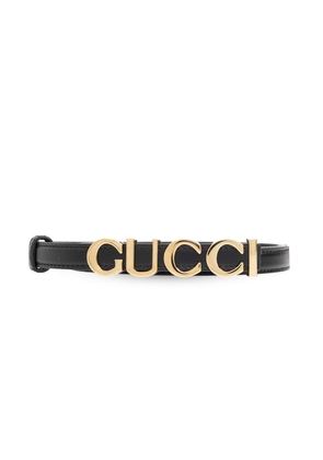 Gucci Logo Lettering Plaque Thin Belt