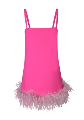 Pinko Mini Pink Dress With Tonal Feathers Trim In Tech Fabric Woman