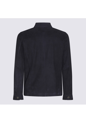 Barba Napoli Dark Blue Leather Jacket