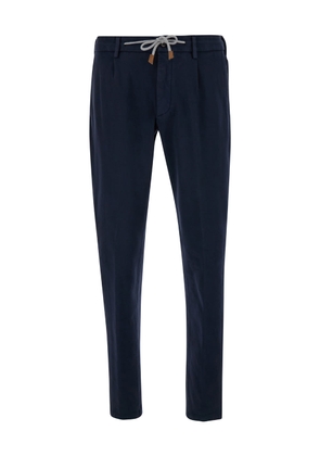 Eleventy Blue Jogger Pants With Drawstring In Stretch Cotton Man