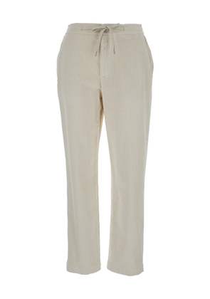 Eleventy Beige Pants With Drawstring In Corduroy Woman