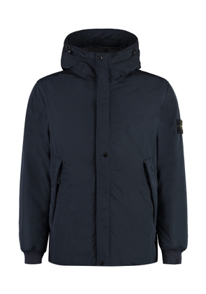 Stone Island Light Soft Shell Check Grid Jacket In Navy Blue