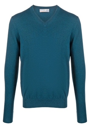 Ballantyne ribbed-knit V-neck sweater - Blue
