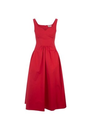 Alexander McQueen Midi Dress With Heart-shape Neckline In Lust Red