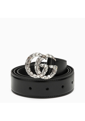 Gucci Black Belt With Double Gg Buckle With Crystals