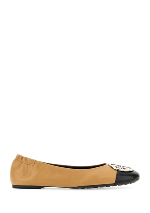 Tory Burch Camel Nappa Leather Claire Ballerinas