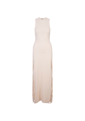 Jil Sander White Maxi Dress With Lace Inserts