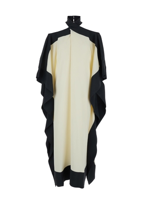 Taller Marmo Ivory And Black Kaftan Dress With Cut-out On Shoulders In Acetate Blend Woman
