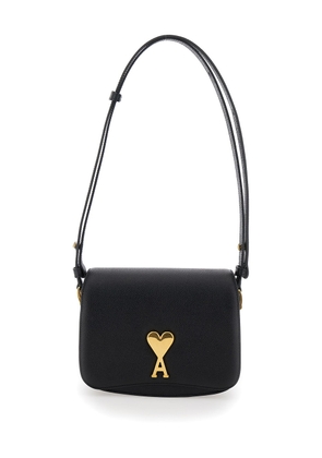 Ami Alexandre Mattiussi Black Crossbody Bag With Adc Logo In Hammered Leather Woman