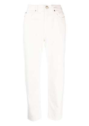 TWINSET embroidered-logo straight-leg denim trousers - White