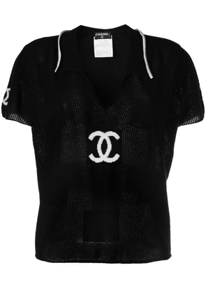 CHANEL Pre-Owned 2001 CC-print cashmere top - Black