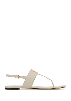 Tory Burch Ivory Leather Eleanor Thong Sandals