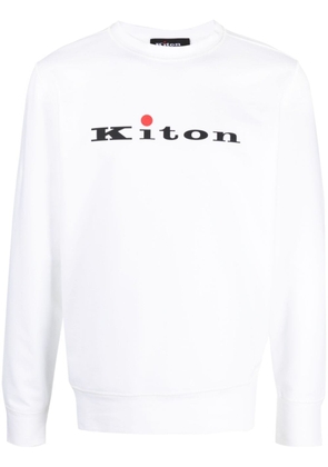 Kiton logo-print cotton sweatshirt - White