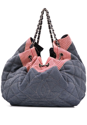 CHANEL Pre-Owned 2008-2009 CC diamond-quilted tote bag - Blue