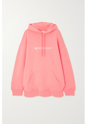 Givenchy - Oversized Flocked Cotton-jersey Hoodie - Pink - x small,small,medium,large,x large