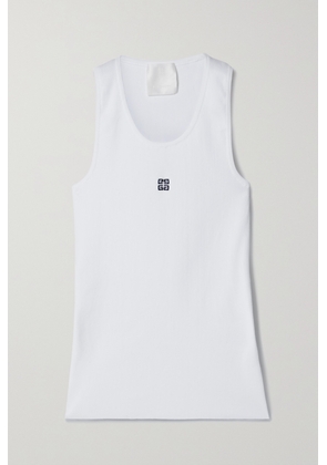 Givenchy - Embroidered Ribbed Cotton-blend Jersey Tank - White - x small,small,medium,large,x large