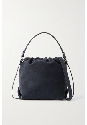 Brunello Cucinelli - Embellished Leather-trimmed Suede Shoulder Bag - Blue - One size