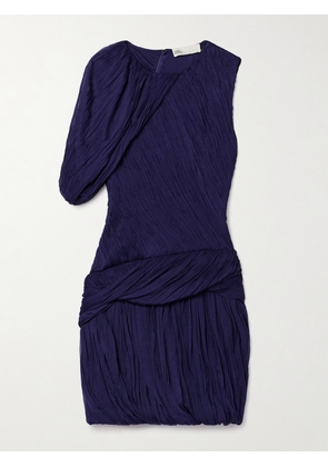 Tory Burch - One-sleeve Draped Silk-plissé Mini Dress - Purple - US2,US4,US6,US8