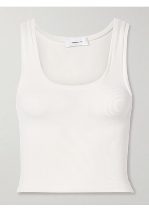 WARDROBE.NYC - Cropped Ribbed Stretch-cotton Tank - Off-white - xx small,x small,small,medium,large