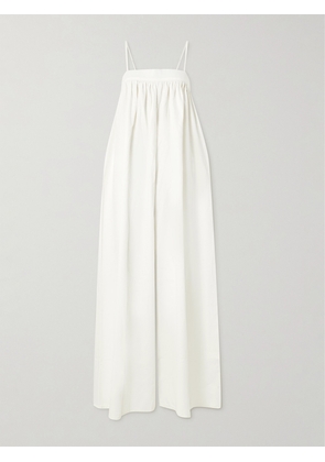 The Frankie Shop - Maude Gathered Denim Jumpsuit - White - x small,small,medium,large,x large