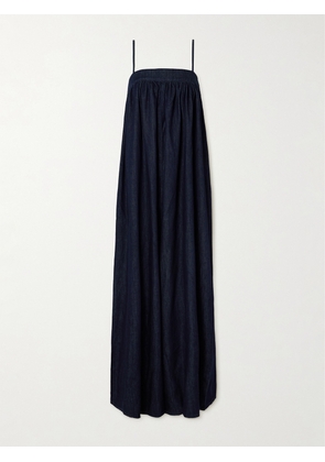 The Frankie Shop - Maude Oversized Gathered Denim Jumpsuit - Blue - x small,small,medium,large,x large