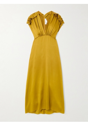 Victoria Beckham - Ruffled Crepe Midi Dress - Gold - UK 4,UK 6,UK 8,UK 10,UK 12,UK 14