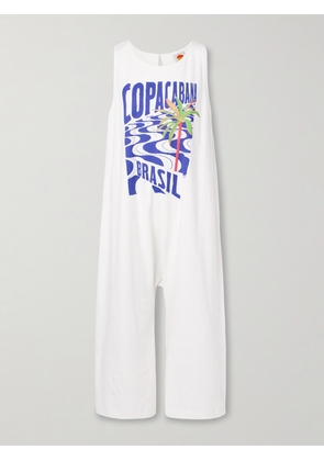 Farm Rio - Copacabana Printed Cotton-jersey Jumpsuit - Off-white - xx small,x small,small,medium,large,x large