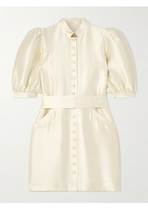 DESTREE - Amoako Belted Paneled Satin-twill Mini Dress - White - x small,small,medium,large